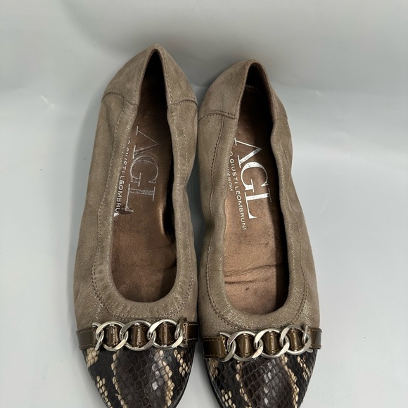 AGL Attilio Giusti Leombruni Snakeskin Captoe Ballet Flats Sz 8.5M - Picture 11 of 11